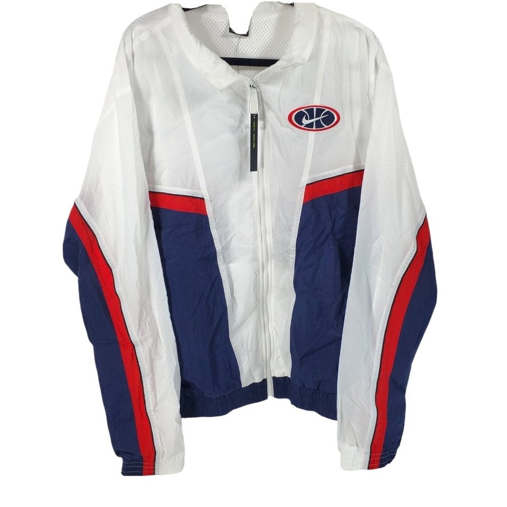 Nike Throwback Basketball ZIP Jacket Men's Size XXL White Blue AV9755-102 NWT